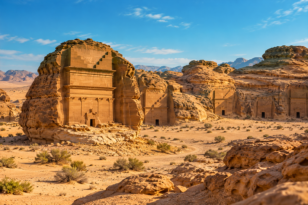 المقابر والتكوينات الصخرية في الحِجر.
