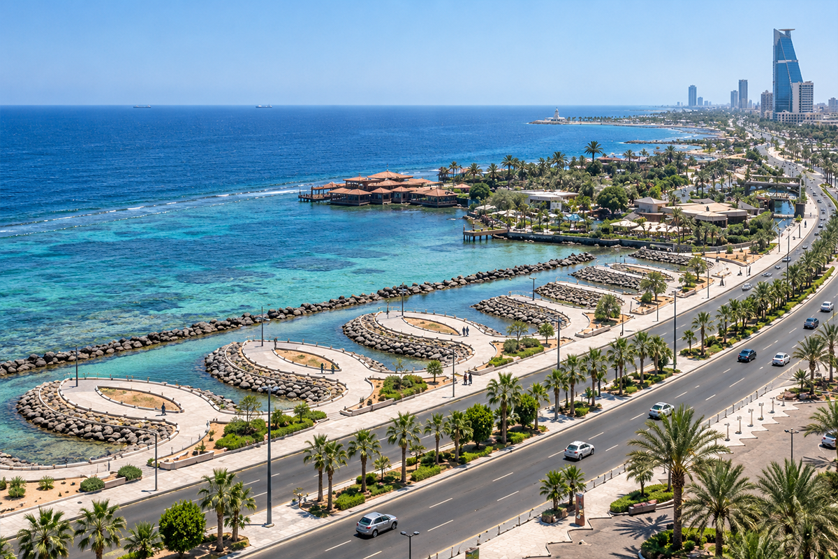 البحر والممشى وقت الغروب.